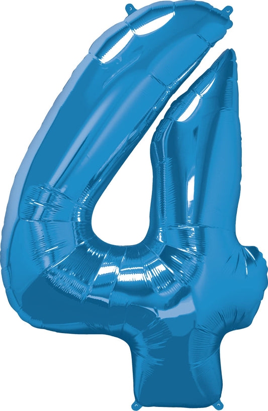 Qualatex 30527 Number Four Foil Balloon, Sapphire Blue, 41-Inch