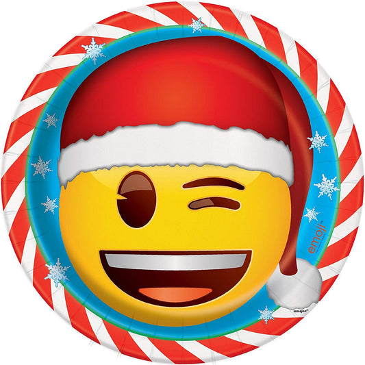Unique Party - 23cm Emoji Christmas Party Plates, Pack of 8