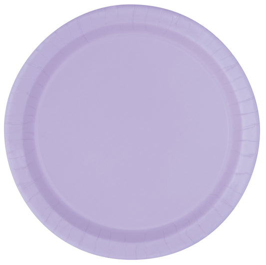 Unique Party 7" Round Dessert Plates | Pretty Lavender Color Theme | 20ct, 20 Count