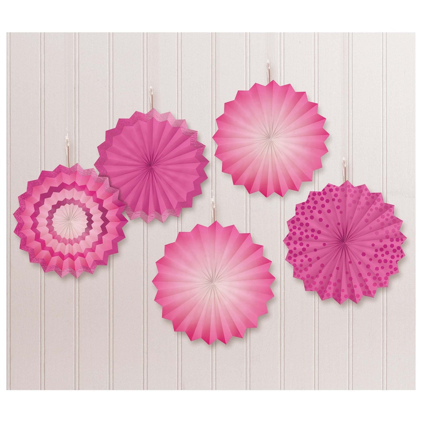 Amscan Dec Fan Mini Bright Pink- 5 Pack