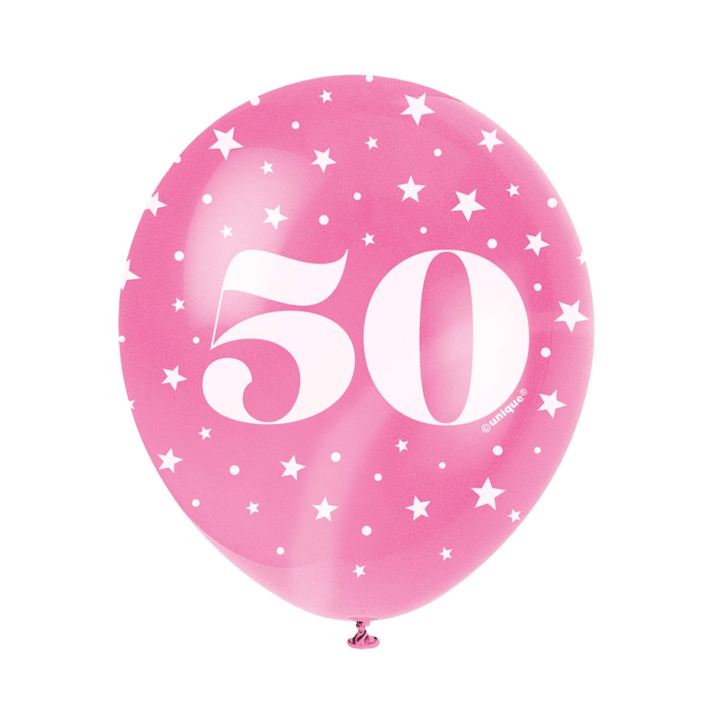 Unique Party - 12" Pearlised Latex Assorted Number 50 Birthday Balloons, Pack of 5