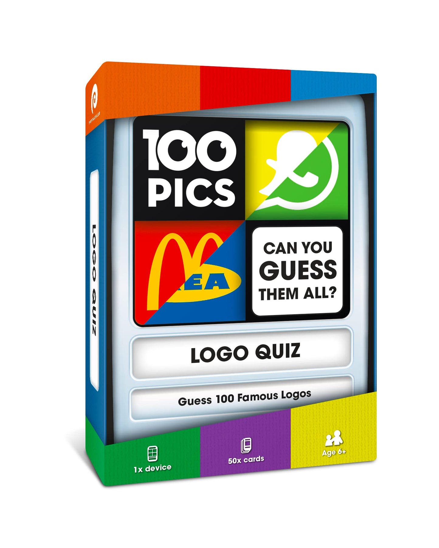 100 PICS Logo Quiz Travel Card Game - Guess 100 Logos, Family Brain Teasers, Pocket Puzzles For Kids And Adults