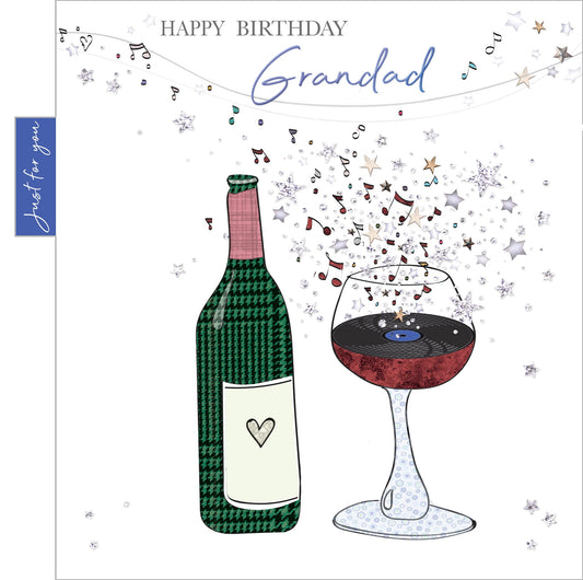 Into the Green  Wine Birthday Grandad Card with Glitter & envelope