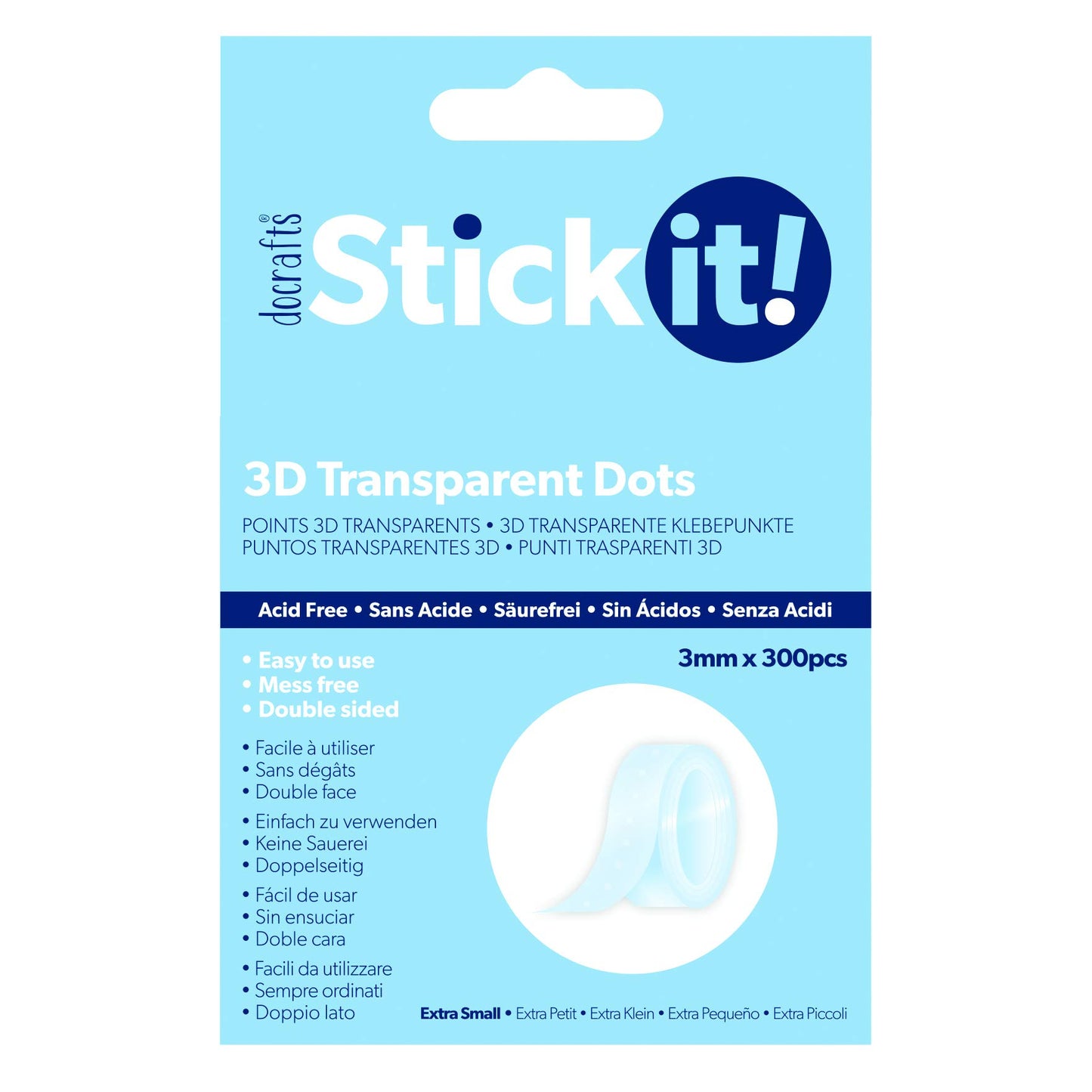 Stick It! 3D Transparent Extra Small Dots 3mm - 300pcs