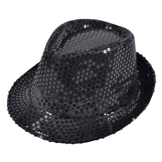 Bristol Novelty Sequin Fedora Black Hat, Unisex-Adult, One Size