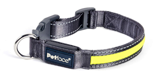 Petface Outdoor Paws Flashing Yellow Reflective Collar, Small