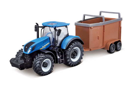 Bburago 1/43 New Holland Vario Tractor + Livestock Trailer