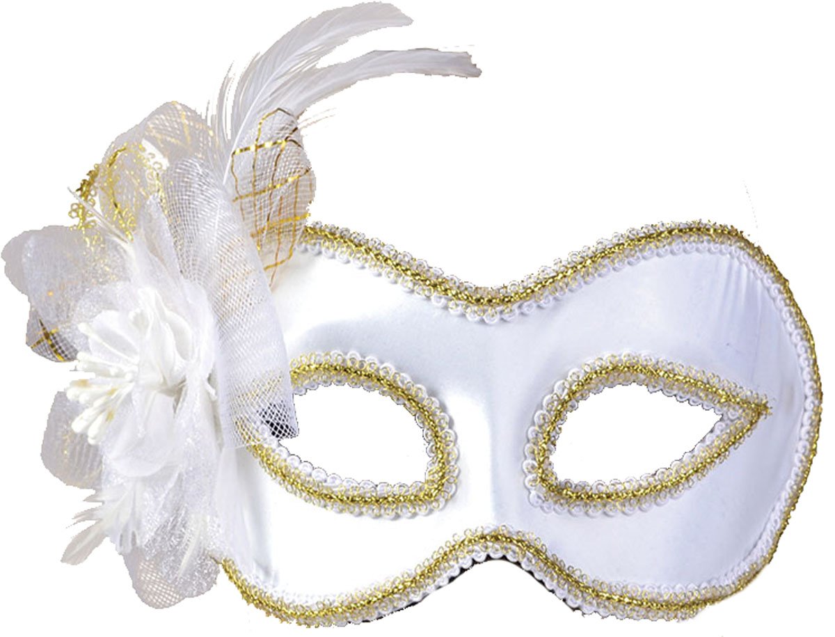 Bristol Novelty White with Side Feathers.Eye Mask