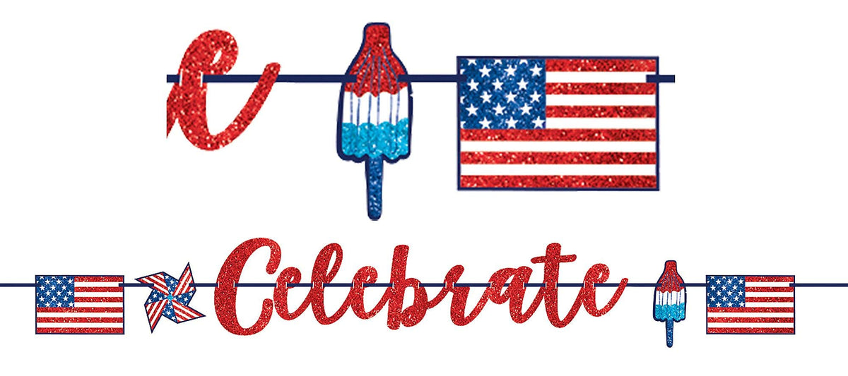 Amscan 4th July USA  Glitter Banner 3.65m