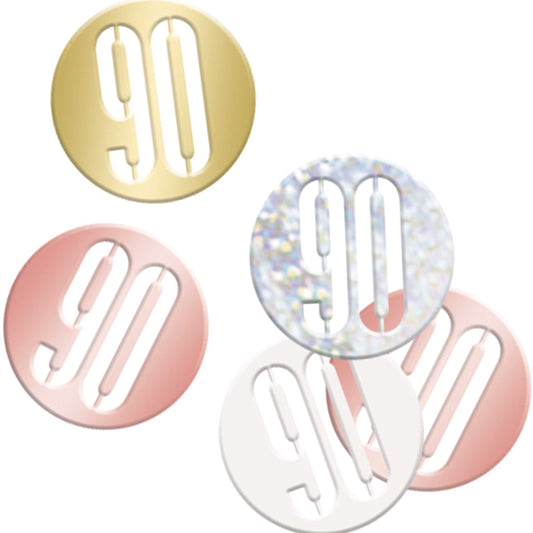 Unique Birthday Confetti Cutouts-5 oz. | Glittery Rosegold| 1 pack, Rose Gold, Age 90