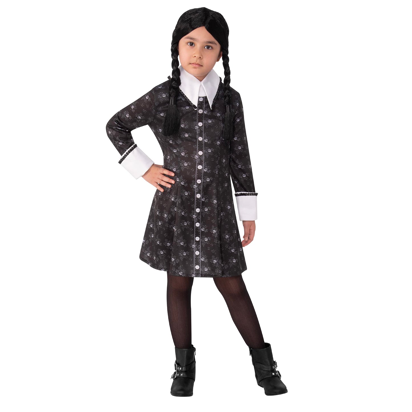 Rubie's 702624M000 Family Wednesday Addams Child Costume Fancy Dress, Girls, Multi, 5-7 Years