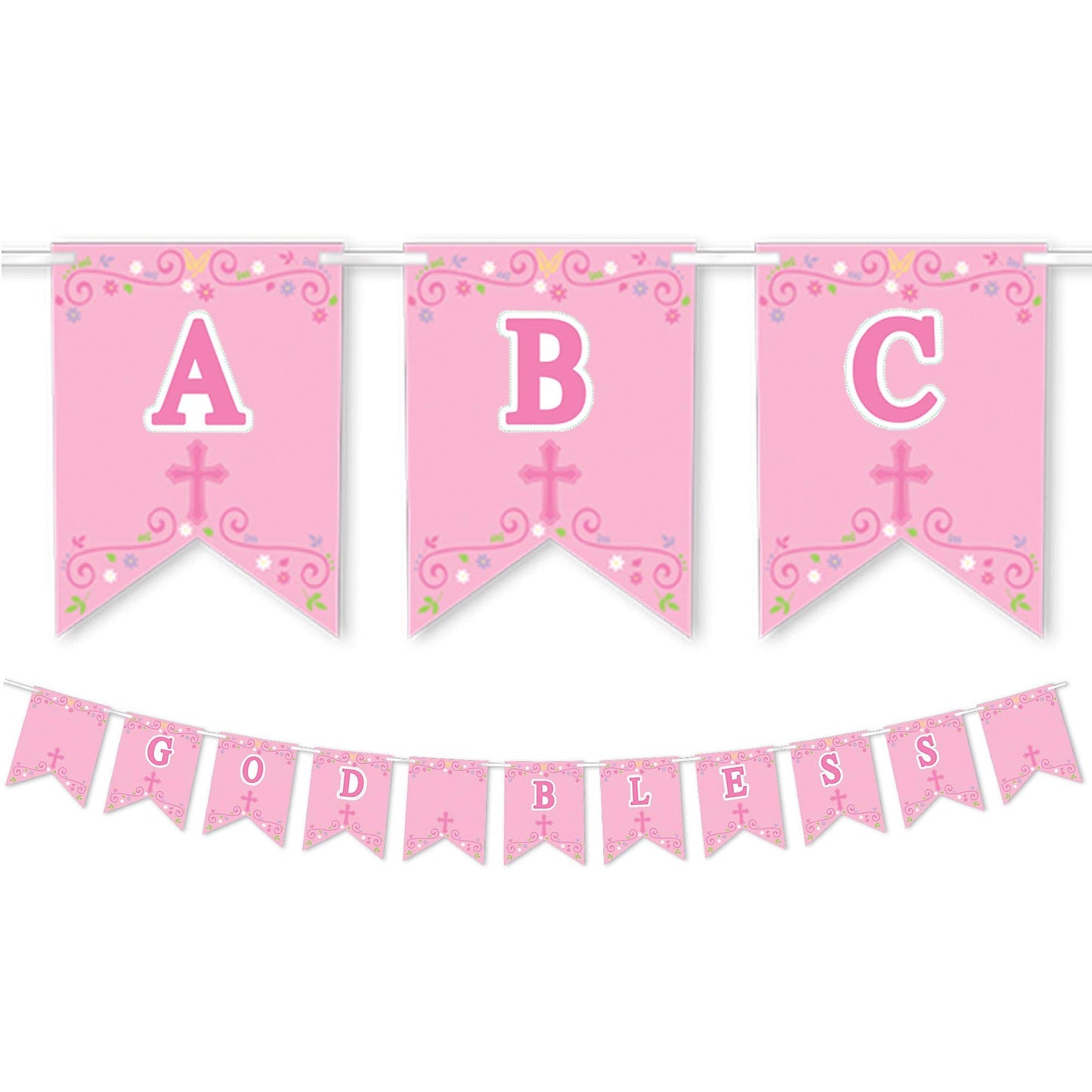 First Communion Personalised Pink Banner 2.4m x 22cm /24