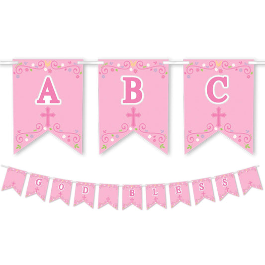 First Communion Personalised Pink Banner 2.4m x 22cm /24