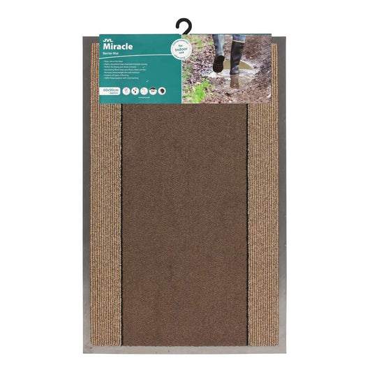 JVL Miracle Brown with Beige Stripes Barrier Mat