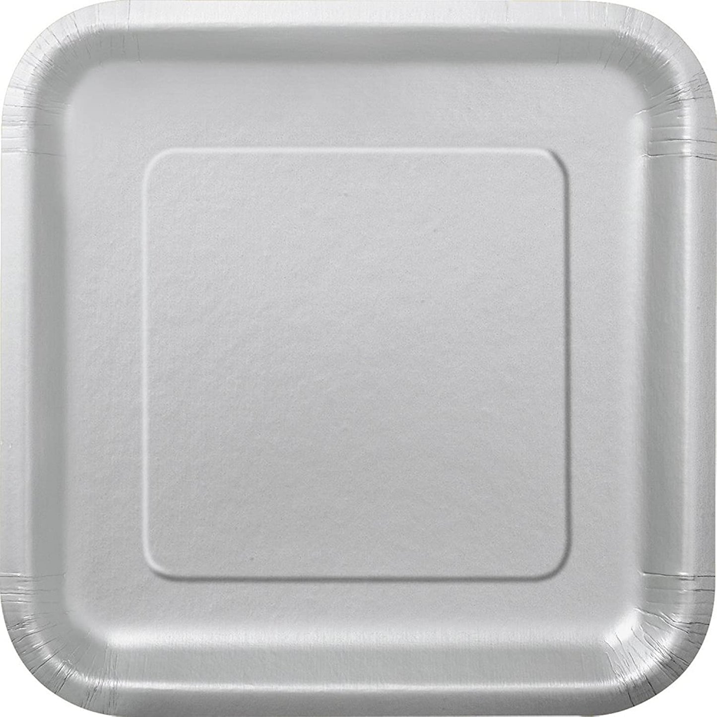 Unique Party party tableware 7" Square Dessert Plates | Classic Silver Color Theme | 16ct, Solid, 16 Count