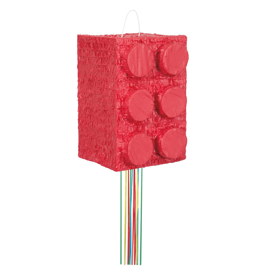 Unique Party - Red Building Block Pinata, Pull String