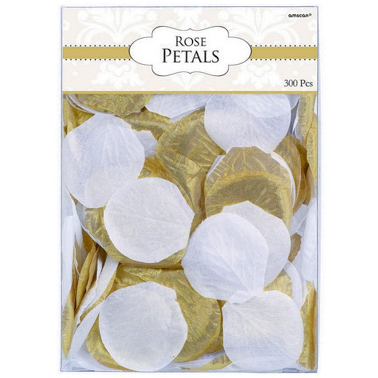 Adult 300 Piece Gold & White Fabric Petal Confetti Decoration 5cm