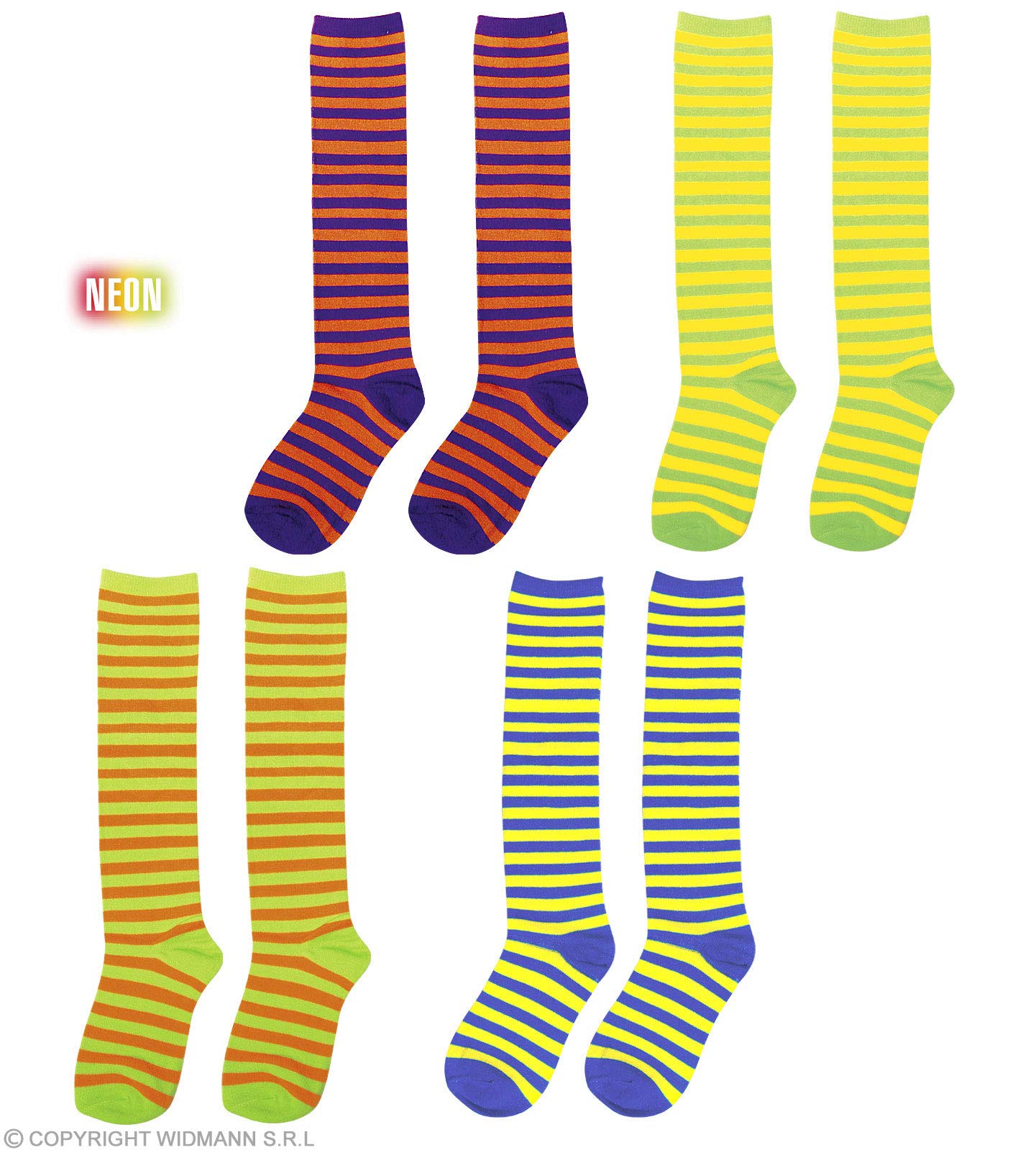 Neon Clown Socks 68cm Accessory for Lingerie Fancy Dress