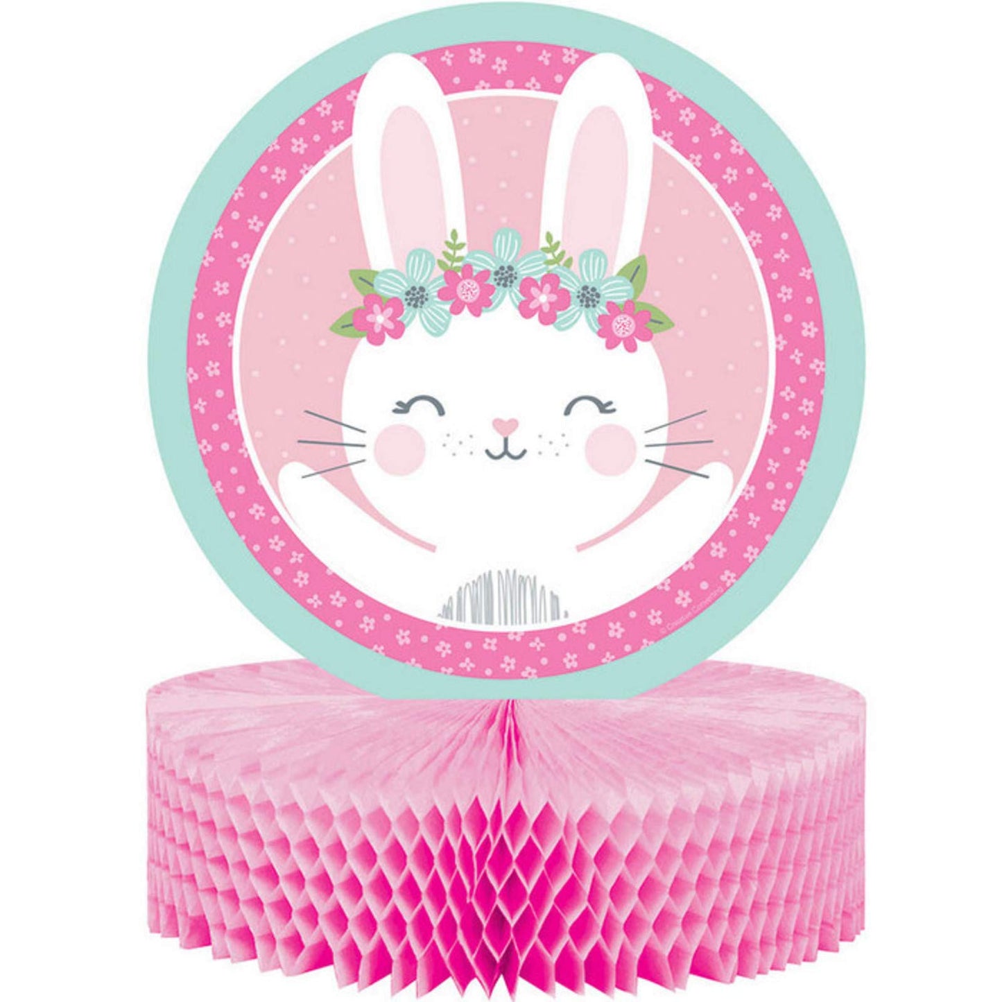 Creative Party Pink Birthday Bunny Honeycomb Centerpiece