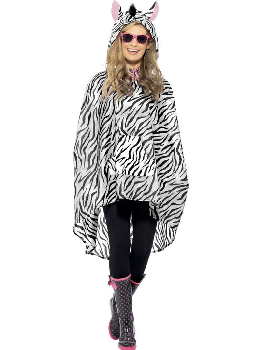 Smiffys Zebra Party Poncho Festival Costume Chest size