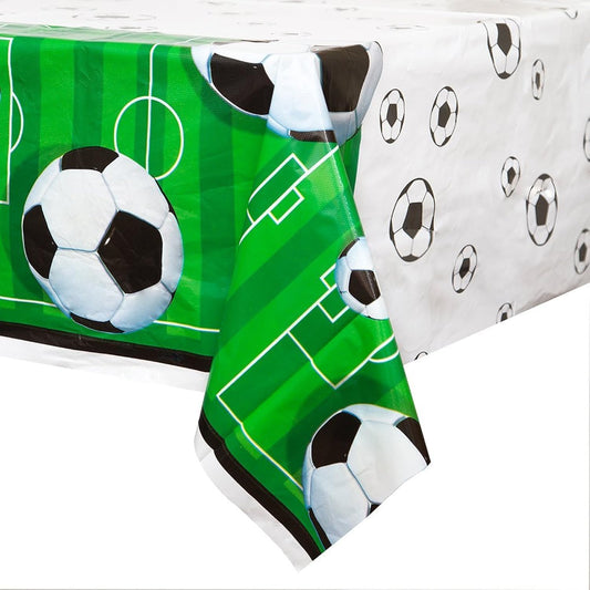 Unique 3D Soccer Ball Plastic Table Cover, 1 Pc, Multicolor