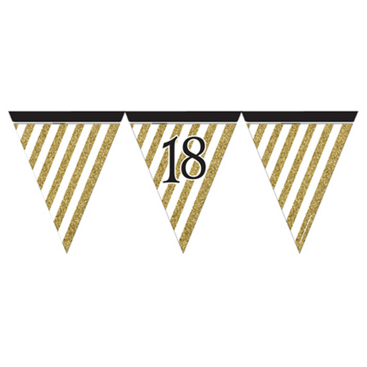 Generique - M269 Gold Stripes & Black 18 Paper Pennant Banner-1 Pc