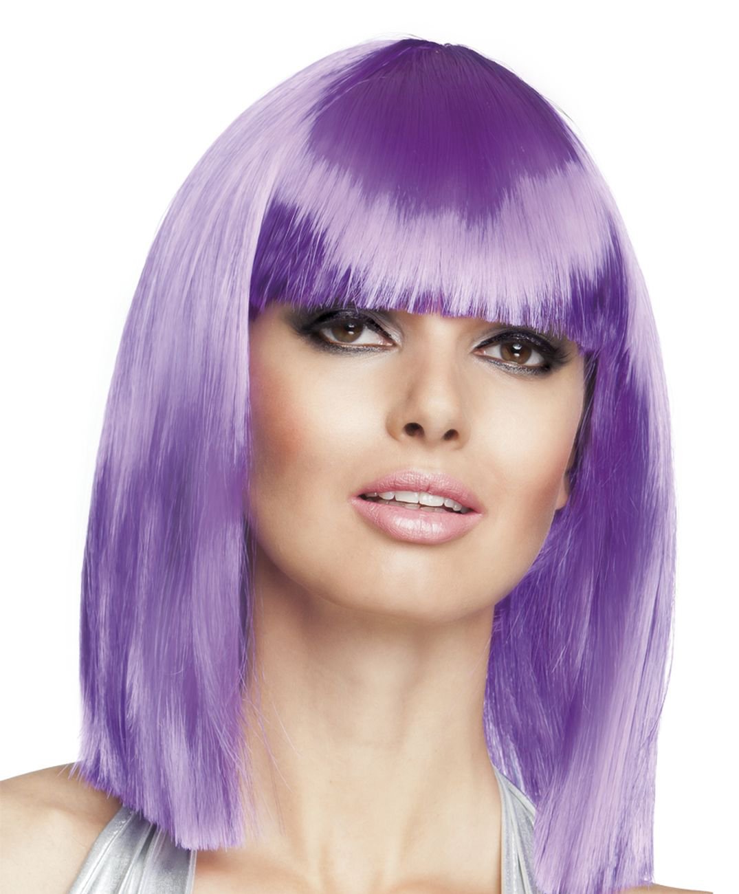 Women's Smooth Dance Wig with Fringe, Neon Purple