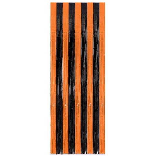 Orange & Black Metallic Door Curtains