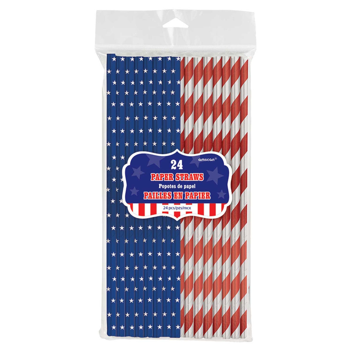 Amscan Celebrate USA Metallic Straws /24
