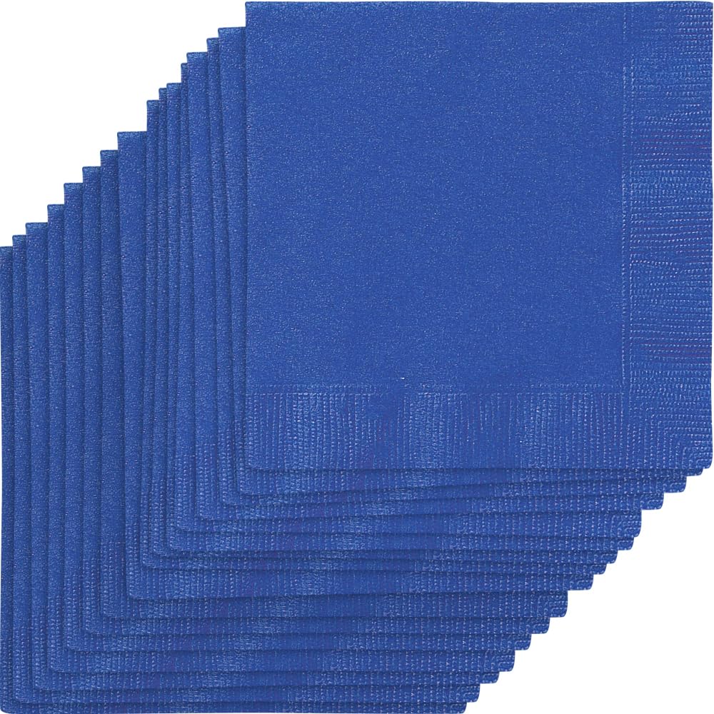 Unique Solid Beverage Napkins | Royal Blue Color Theme | 20ct, Paper,