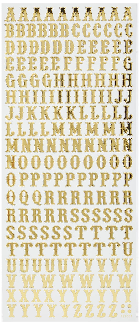 Anita's Traditional Alphabet Outline Stickers - Gold on White
