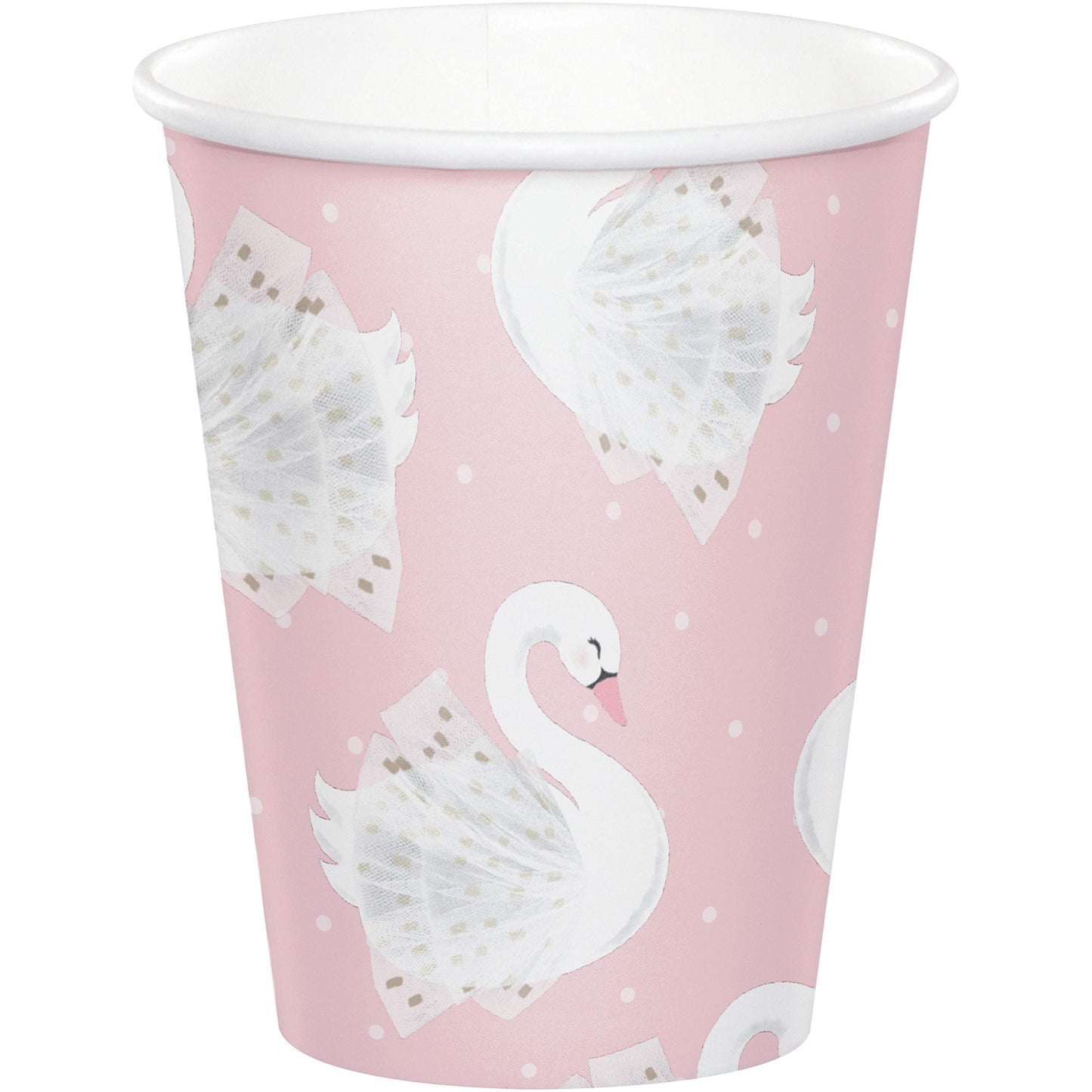 Creative Party White Swan Pink and Gold Paper Cups-8 Pcs