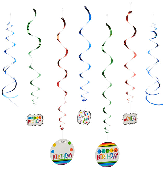 Amscan Rainbow Personalised Swirl Decorations /12