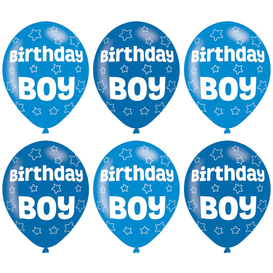 Birthday Boy Blue Latex Balloons 11"/27.5cm - /6