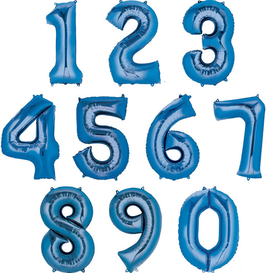 Number 0 Blue SuperShape Foil Balloons 22"/55cm w x 35"/88cm h -