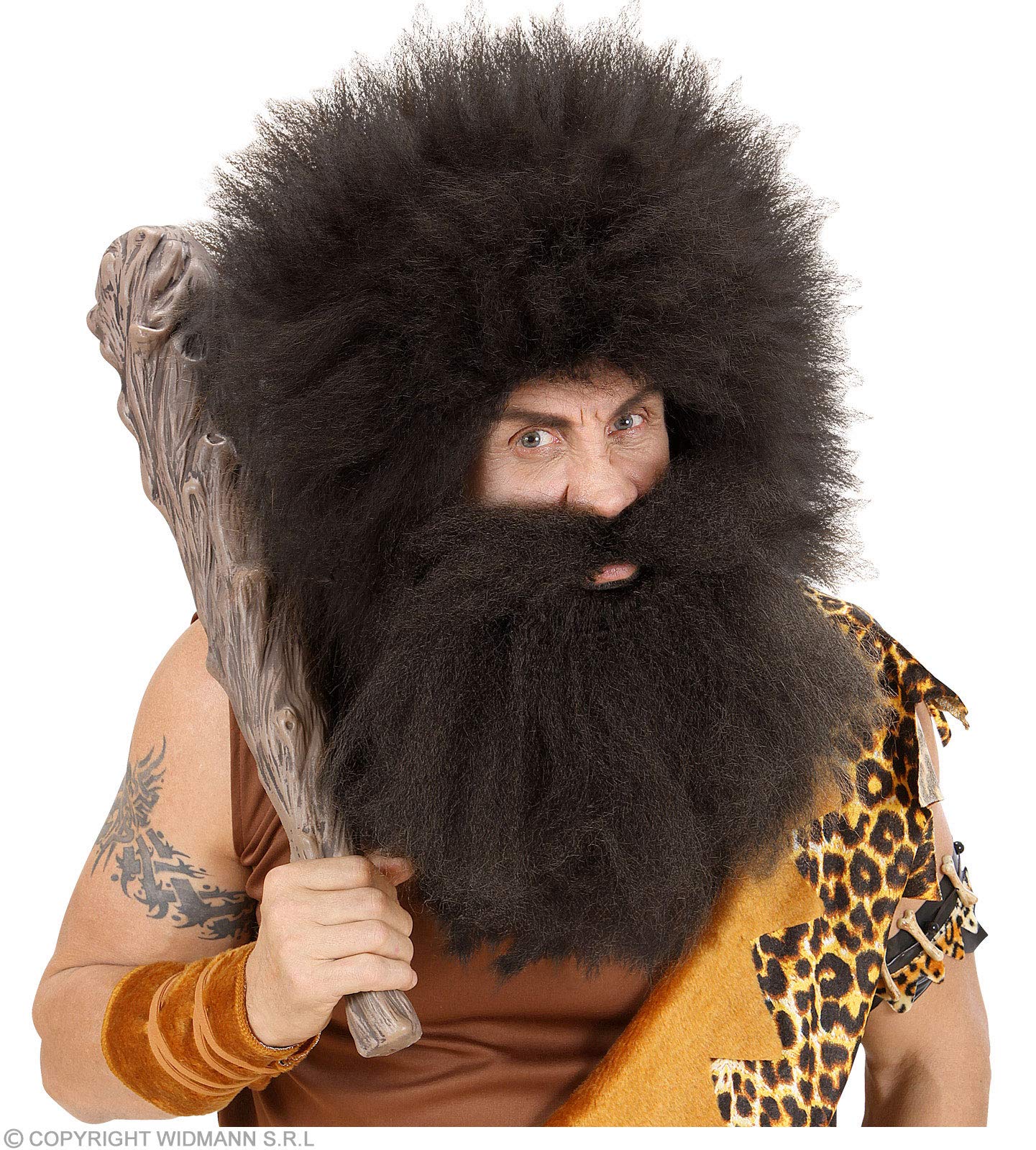 Mens Caveman Beard In Polybag - Black Accessory for Prehistoric Cavemen Fancy Dress