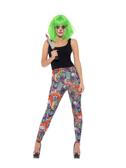 Creepy Clown Leggings, Multi-Coloured (S)