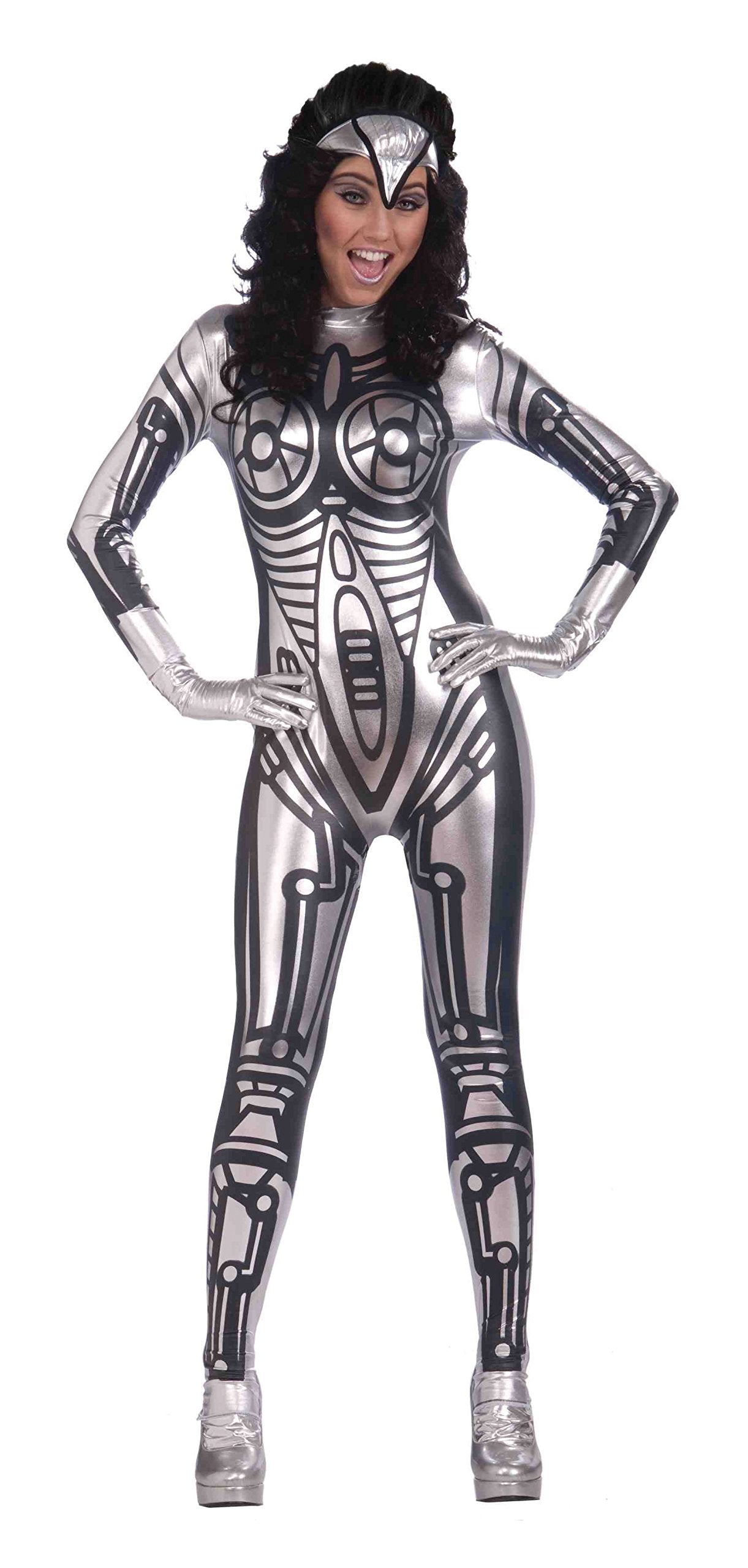 Bristol Novelty AC286 Robot Female Jumpsuit, Black, Size 10-14