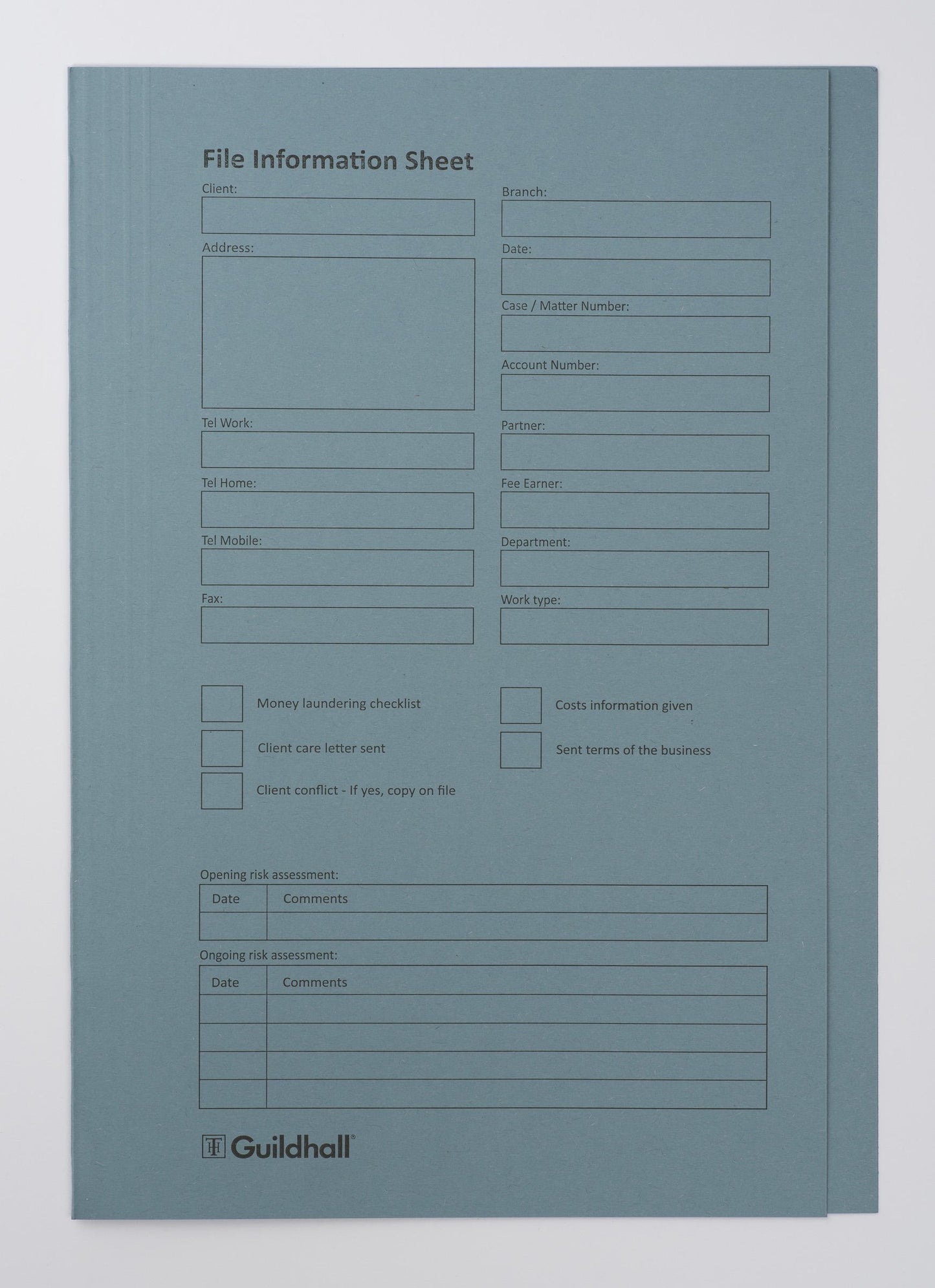 Exacompta - Ref 211/1100Z - Guildhall Collection - Square Cut Folders - 35 x 24.2cm in Size, Pre-Printed, 315gsm, Foolscap, Suitable for A4 Documents - Blue (Pack of 100)