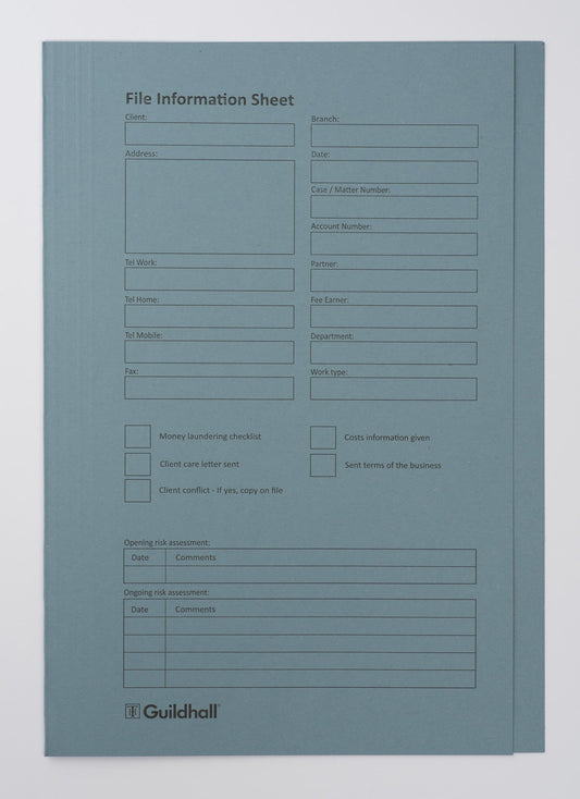 Exacompta - Ref 211/1100Z - Guildhall Collection - Square Cut Folders - 35 x 24.2cm in Size, Pre-Printed, 315gsm, Foolscap, Suitable for A4 Documents - Blue (Pack of 100)