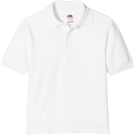 Fruit of the Loom Boys' 65/35 Polo Kids Shirt, White (White 000), 14 Years