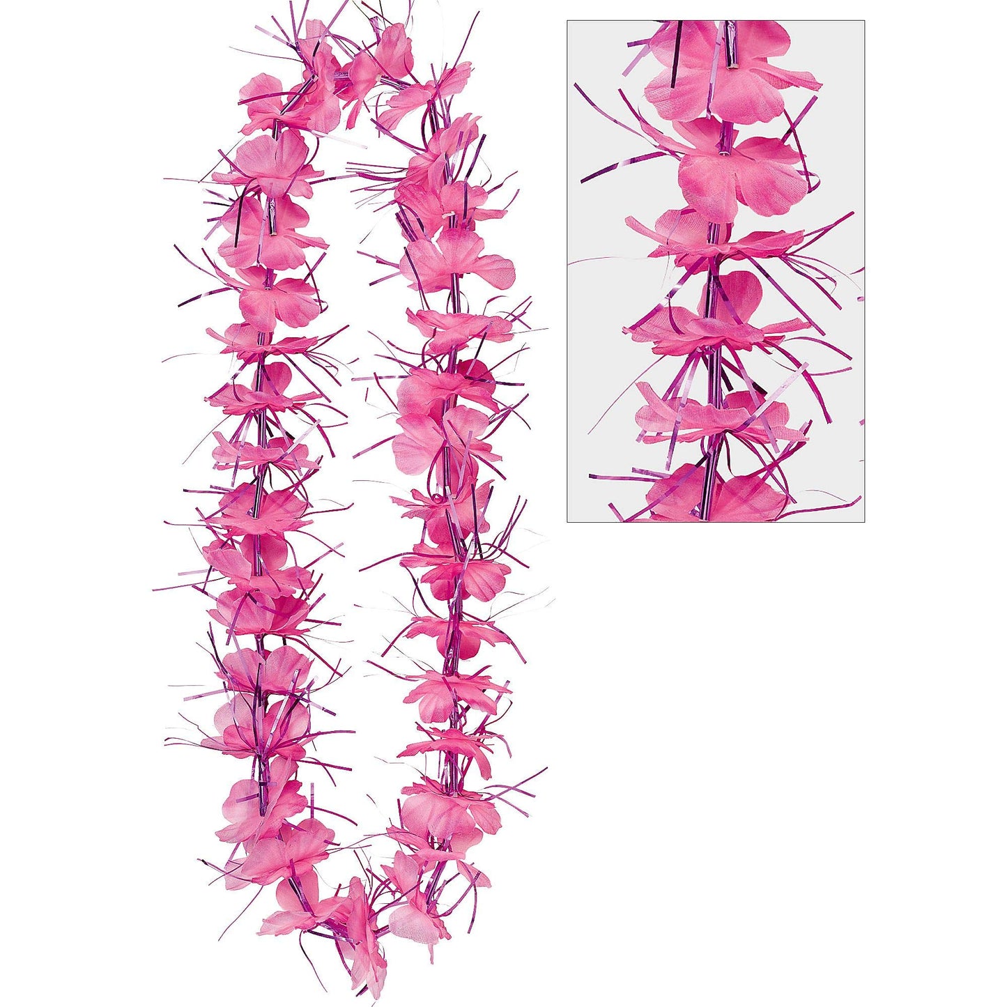 Amscan Plastic Hawaiian Tinsel Lei-1pc, Pink, 1m