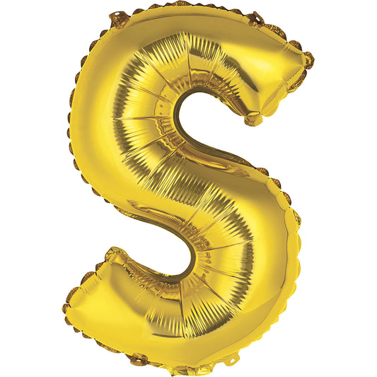 Unique Gold 14" Foil Balloon | Classy Letter S Shaped