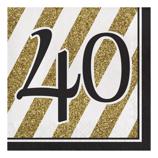 Creative Black and Gold Number 40 Paper Luncheon Napkins