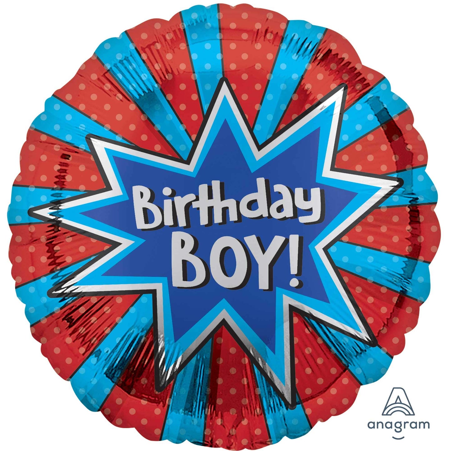 amscan Birthday Boy Star Burst Foil Balloon-1 Pc