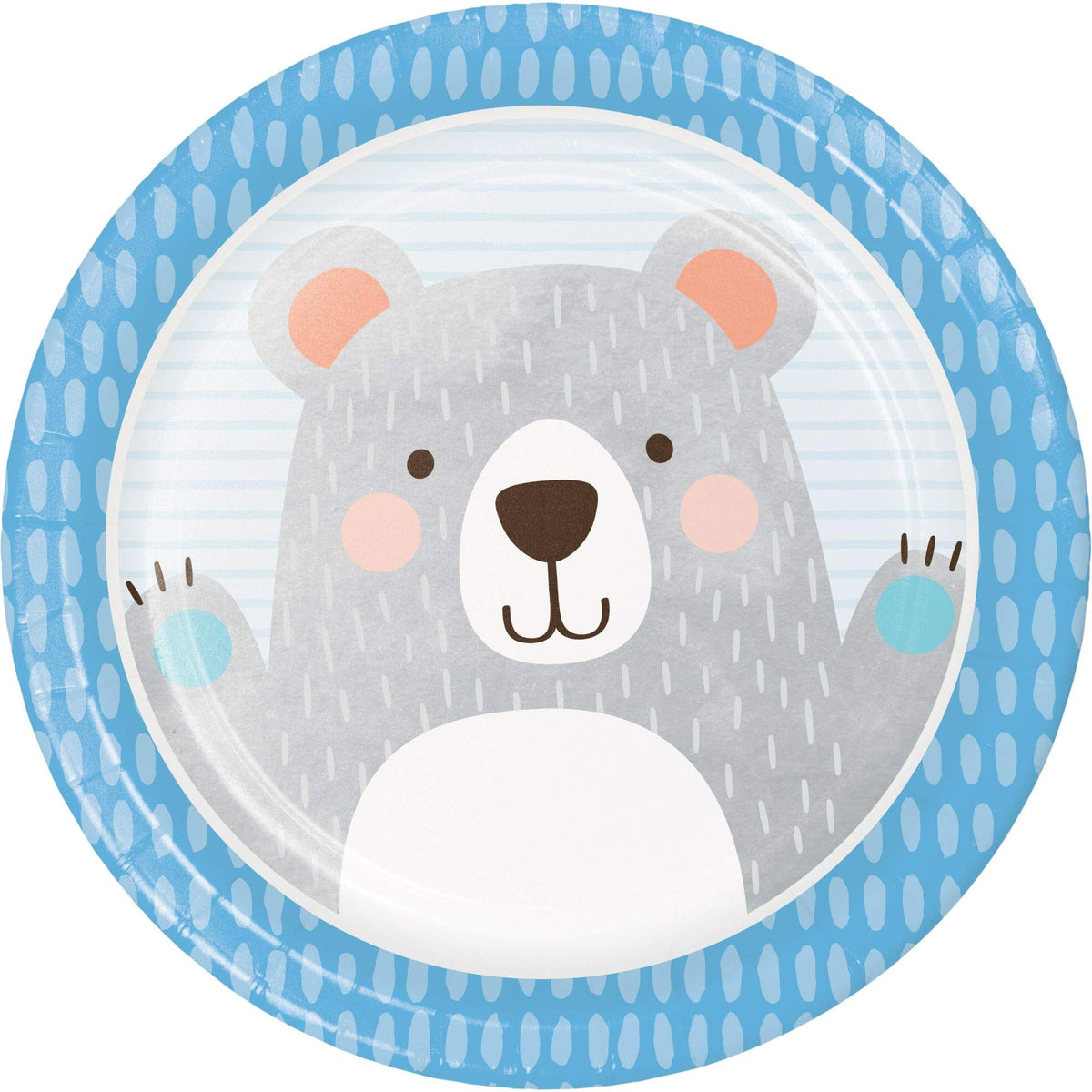 Creative Party Blue Birthday Bear Paper Dinner Plates