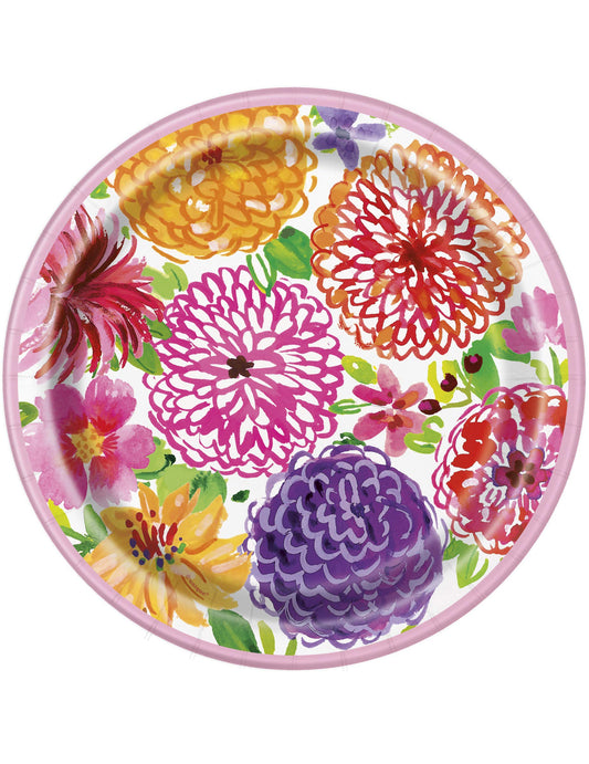 Unique Party - 23cm Spring Floral Paper Plates, Pack of 8