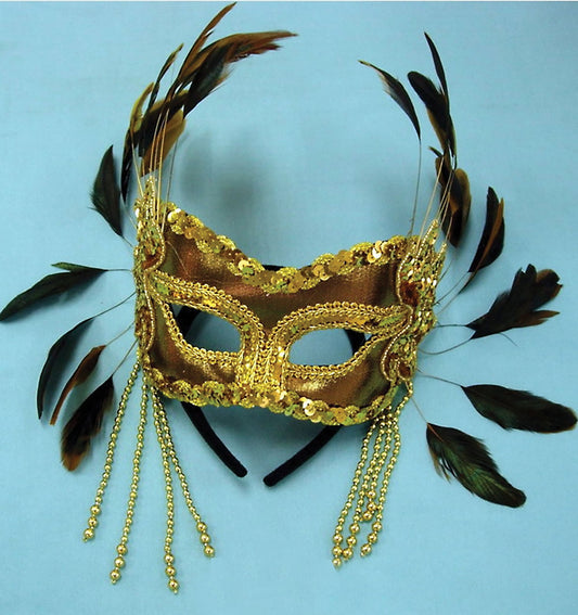Gold Velvet + Feathers Eyemask Eye-mask Masquerade Ball Mask Craft Making