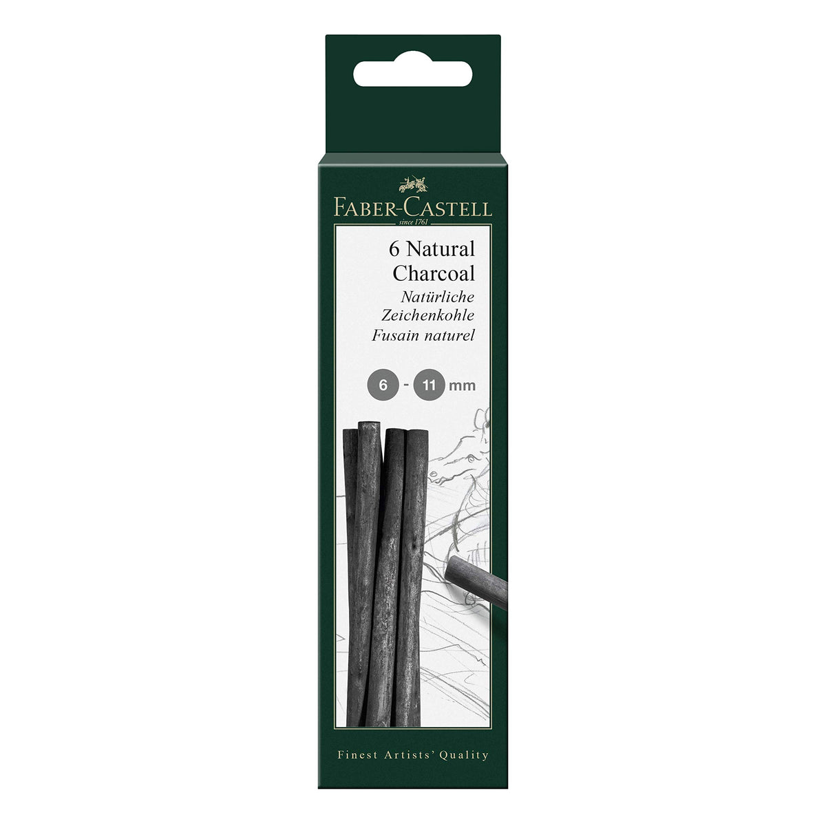 Faber-Castell Pitt 7-12mm Natural Charcoal Sticks (Pack of 6)