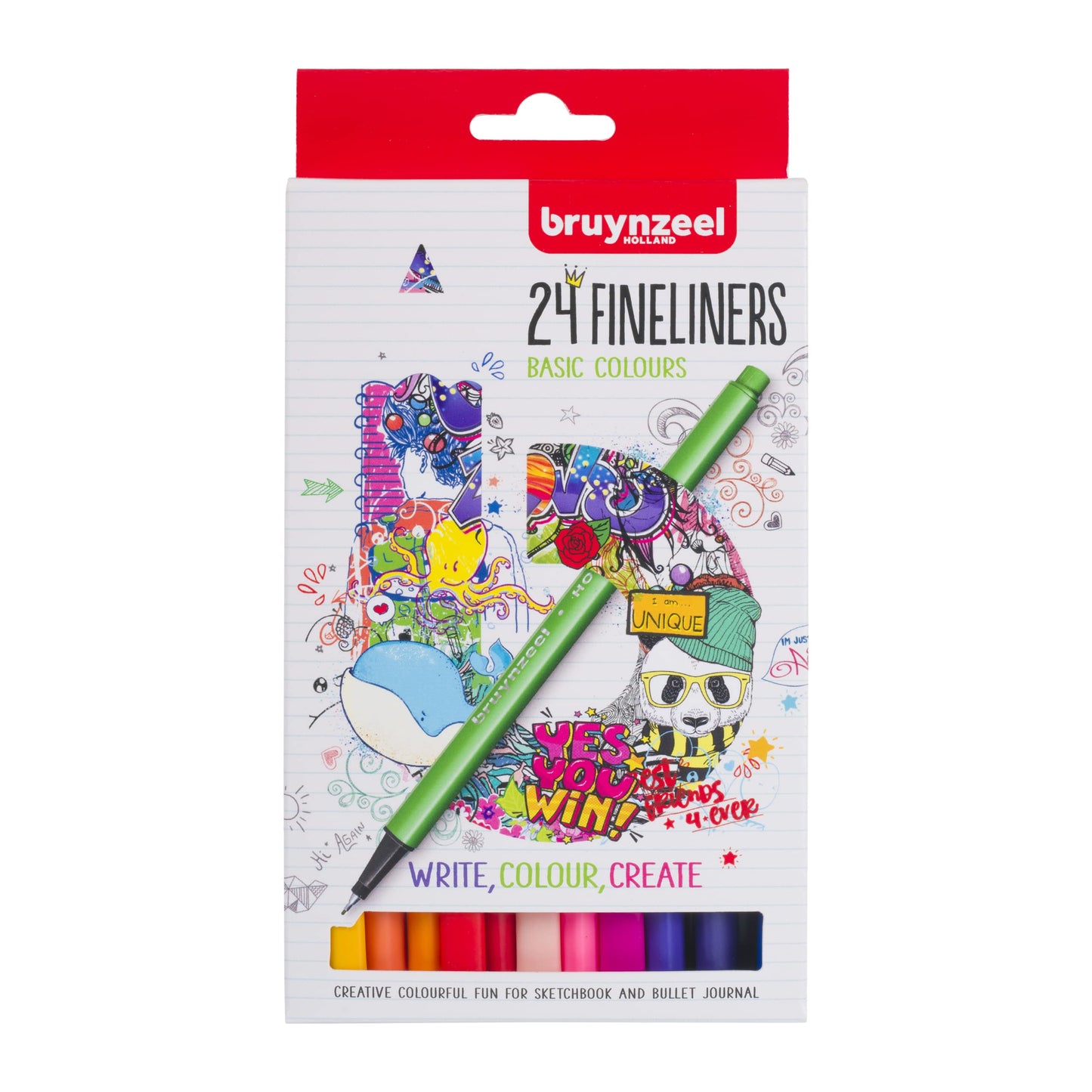 Bruynzeel Fineliner Brush Pens 24-Piece Set